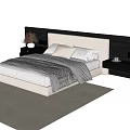 Modern Double Bed with Gray Headboard Nightstands Vase and Red Flowers in Bedroom Interior