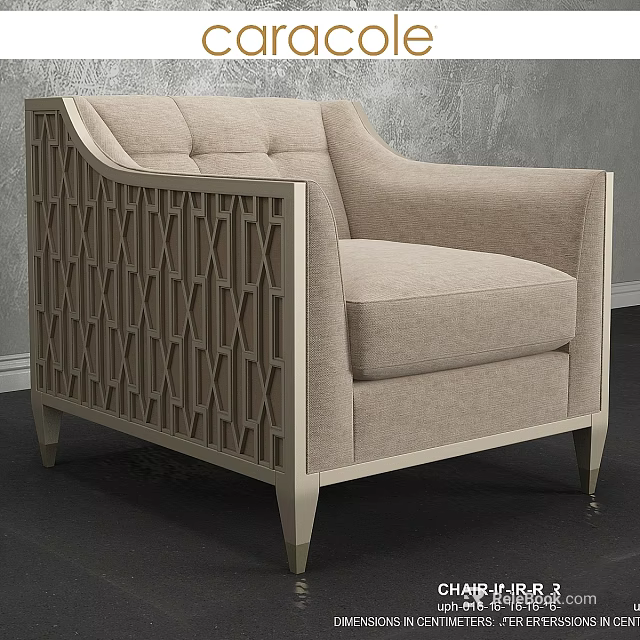 Modern Beige Leisure Chair With Geometric Pattern Armrest And Metal Frame 3d model 