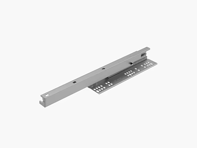 Durable Silver Metal Mounting Rail With Holes For Hardware Installation 3d model