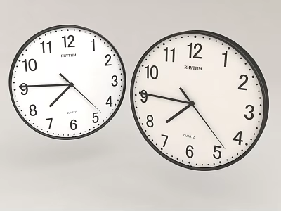 Two Round Wall Clocks As Minimalist Wall Decor 3d model