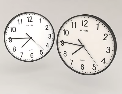 Two Round Wall Clocks As Minimalist Wall Decor 3d model