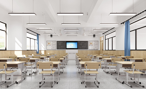 modern classroom 3d model