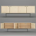 Modern Wooden TV Stand With Metal Legs Cabinet Doors And Storage Compartments