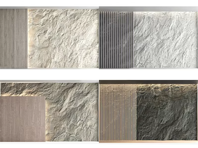 Background Wall Design With Various Textured Material Samples And Patterns 3d model