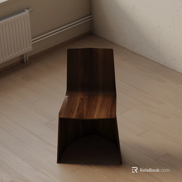 Modern Minimalist Wooden Leisure Chair Design With Smooth Lines And Wooden Floor 3d model 