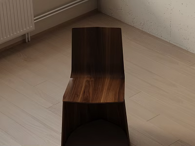 Modern Minimalist Wooden Leisure Chair Design With Smooth Lines And Wooden Floor 3d model