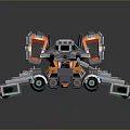 Advanced Futuristic Sci Fi Spaceship With Orange Gray White Modular Mechanical Structure 3d model
