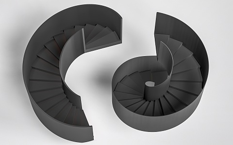 modern revolving stair indoor stair handrail stair 3d model