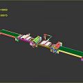 Automated Production Line Equipment With Green Conveyor Belt And Robotic Arm Components