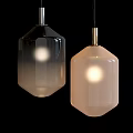 Modern Glass Pendant Lights With Octagonal Shape Smoky Gray And Cream Warm Glow