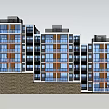 Modern Multi Story Apartment Building Exterior With Glass Windows And Slope Ground Design