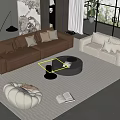 Modern sofa coffee table combination home 3d model