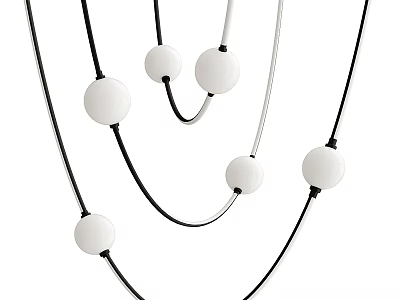 Modern Minimalist Chandelier With White Spheres And Black Hanging Cords 3d model