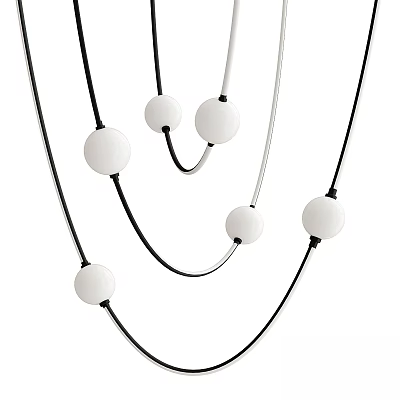 Modern Minimalist Chandelier With White Spheres And Black Hanging Cords 3d model
