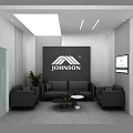 Modern Lounge Area Interior Design With Black Sofas Coffee Tables Plant And TV Screen