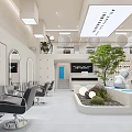 Modern Beauty Hair Salon Interior With Styling Chairs Mirrors And Green Plants