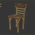 Rustic Wooden Leisure Chair Featuring Slatted Back Curved Legs And Simple Design