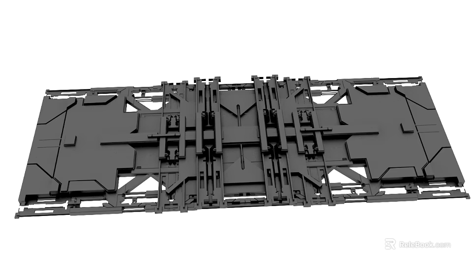 Black Industrial Mechanical Structure With Multiple Connecting Frames And Components 3d model 
