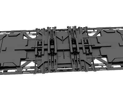 Black Industrial Mechanical Structure With Multiple Connecting Frames And Components 3d model