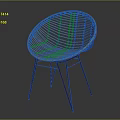 Yellow Rattan Leisure Chair With Modern Design And Black Metal Legs