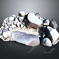 Decorative Stone And Wood Landscape Design With Natural Rocks And Sand Elements