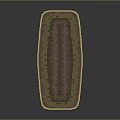 Long Building Model With Brown Roof And Green Yellow Plants On Light Base