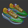 Colorful Retro Style Sneakers With Blue Red Yellow Upper And White Laces