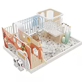 Indoor Kids Playground Equipment With Slide Mesh Structure Small House Cactus Decorations And White Granules