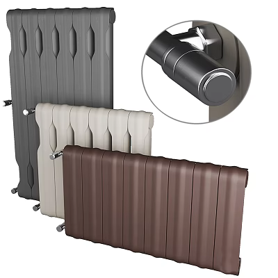 Colorful Radiators With Thermostatic Knob Detail 3d model
