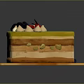 Delicious Layered Cake With Green Icing Fresh Berries And Wooden Serving Tray