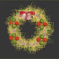 Festive Christmas Evergreen Wreath With Red Gold Ornaments Gold Bells And Red Bow