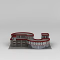 Storage Locker Facility In Irregular Shape With Red Roof White Gray Walls And Multiple Compartments