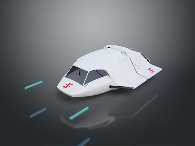 Futuristic White Aerodynamic Vehicle With SS Logo Sleek Design And Smooth Surface 3d model