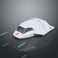Futuristic White Aerodynamic Vehicle With SS Logo Sleek Design And Smooth Surface