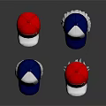 Red White Blue Baseball Caps With State Shape And Emblem Design