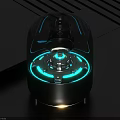 Modern Black Speaker With Transparent Cover And Blue Ring Light On Black Surface 3d model