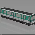 Turquoise and White Model Train with Dark Roof Multiple Windows on Reflective Surface