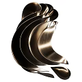 Modern Curved Wall Decor With White Black Brown Wave Shaped Design For Home Interior