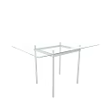 Modern Transparent Glass Table With Sleek Metal Legs And Minimalist Design