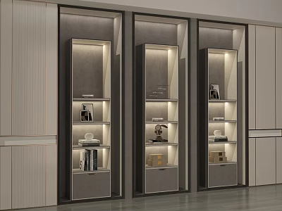 Modern Style Decorative Cabinets With Glass Doors Interior Lighting And Display Shelves 3d model