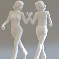 Two Women Wearing Grey Backless Halter Tops And Blue Jeans Holding Hands