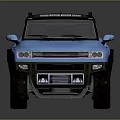 Blue Modern SUV With Black Roof Rack And Silver Wheels Design