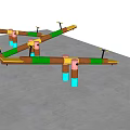 Colorful Wooden Seesaws With Multicolored Pillars And Yellow Seats For Kids Playground
