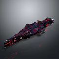 Futuristic Black Red SciFi Spaceship With Glowing Elements And Complex Structure 3d model