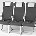 Public Chairs With Three in a Row Gray Seats White Headrests Metal Frames and Armrests