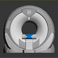 3D Rendered MRI Scanner with White Body and Blue Examination Table for Medical Imaging