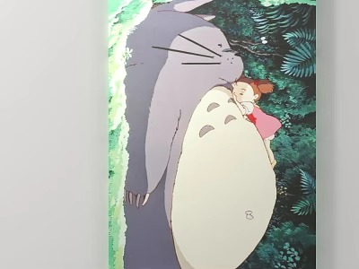 Animated Totoro Embracing Little Girl In Lush Green Forest Scenery 3d model