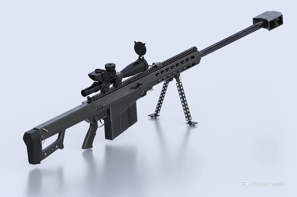 Black Sniper Rifle With Scope And Tripod Stand For Precision Shooting 3d model 