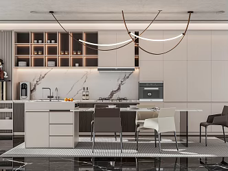 Modern Open Restaurant 3d model