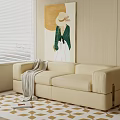 Modern Cream Style Double Sofa Cream Double Sofa 3d model